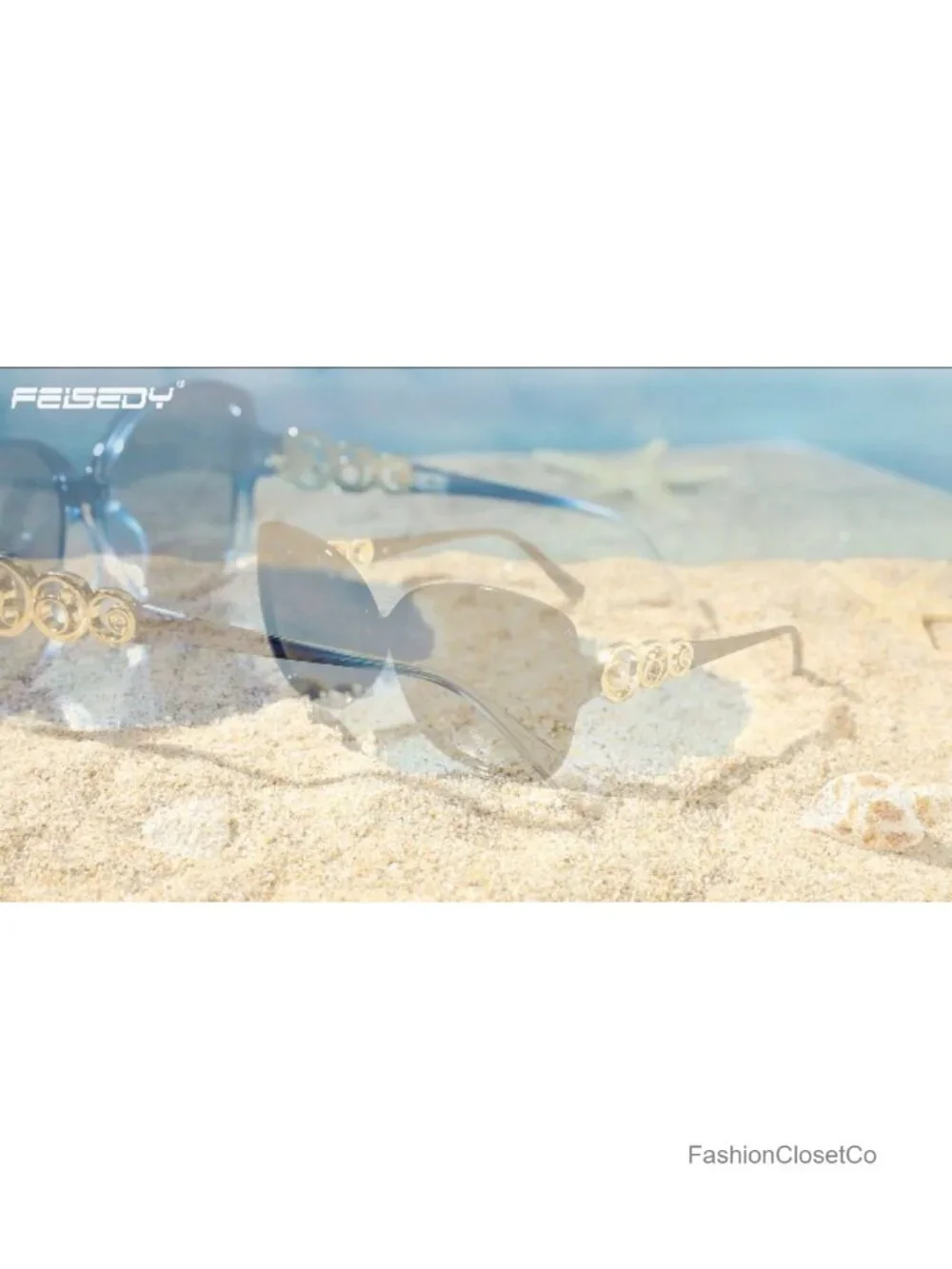 Oversized Square Frame Sunglasses with Pearl Sparkling, Polarized UV Protection